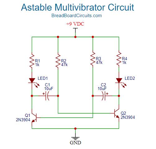 Astable Multivibrator Schematic