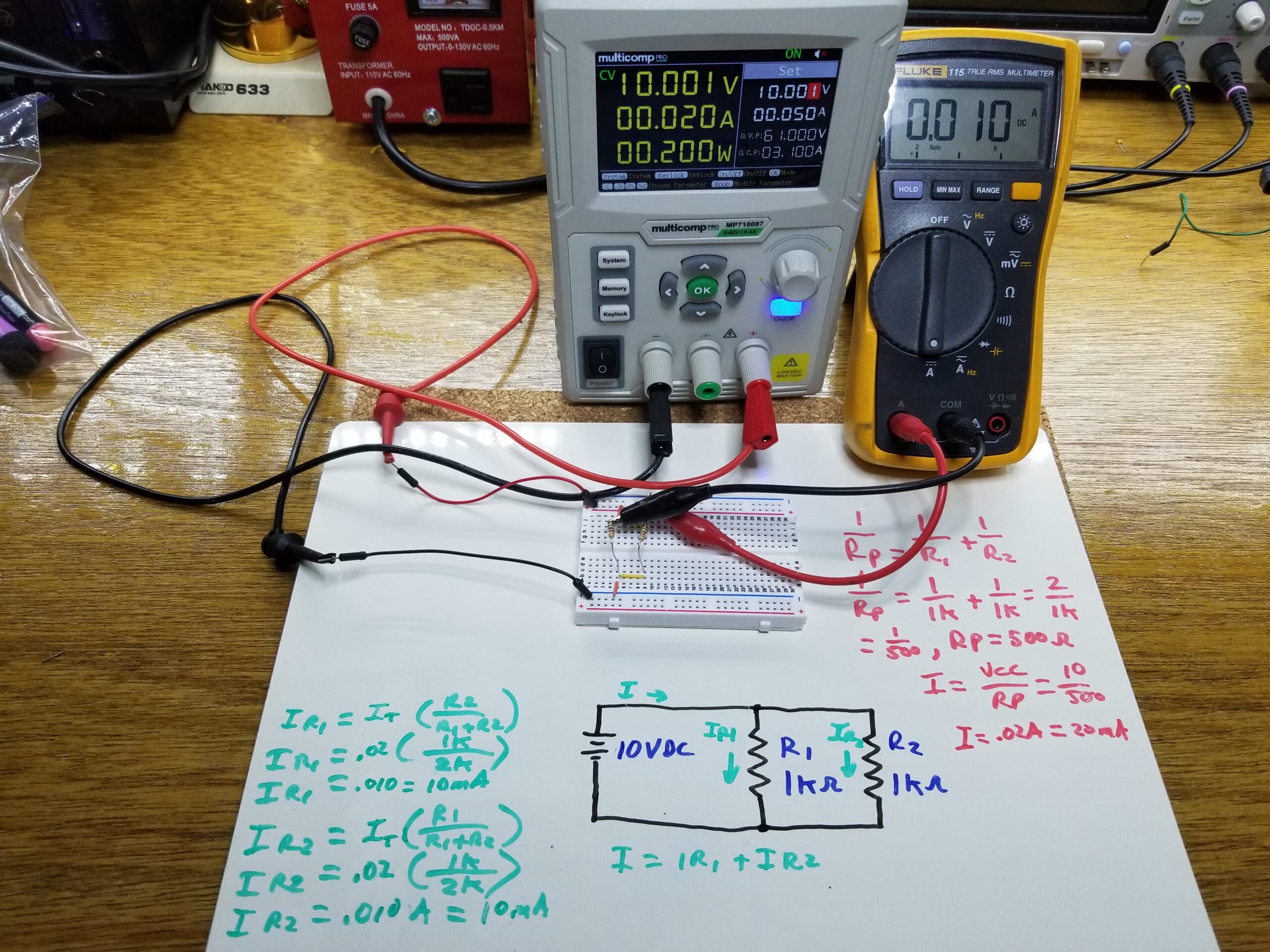 ohm's law experiment using breadboard