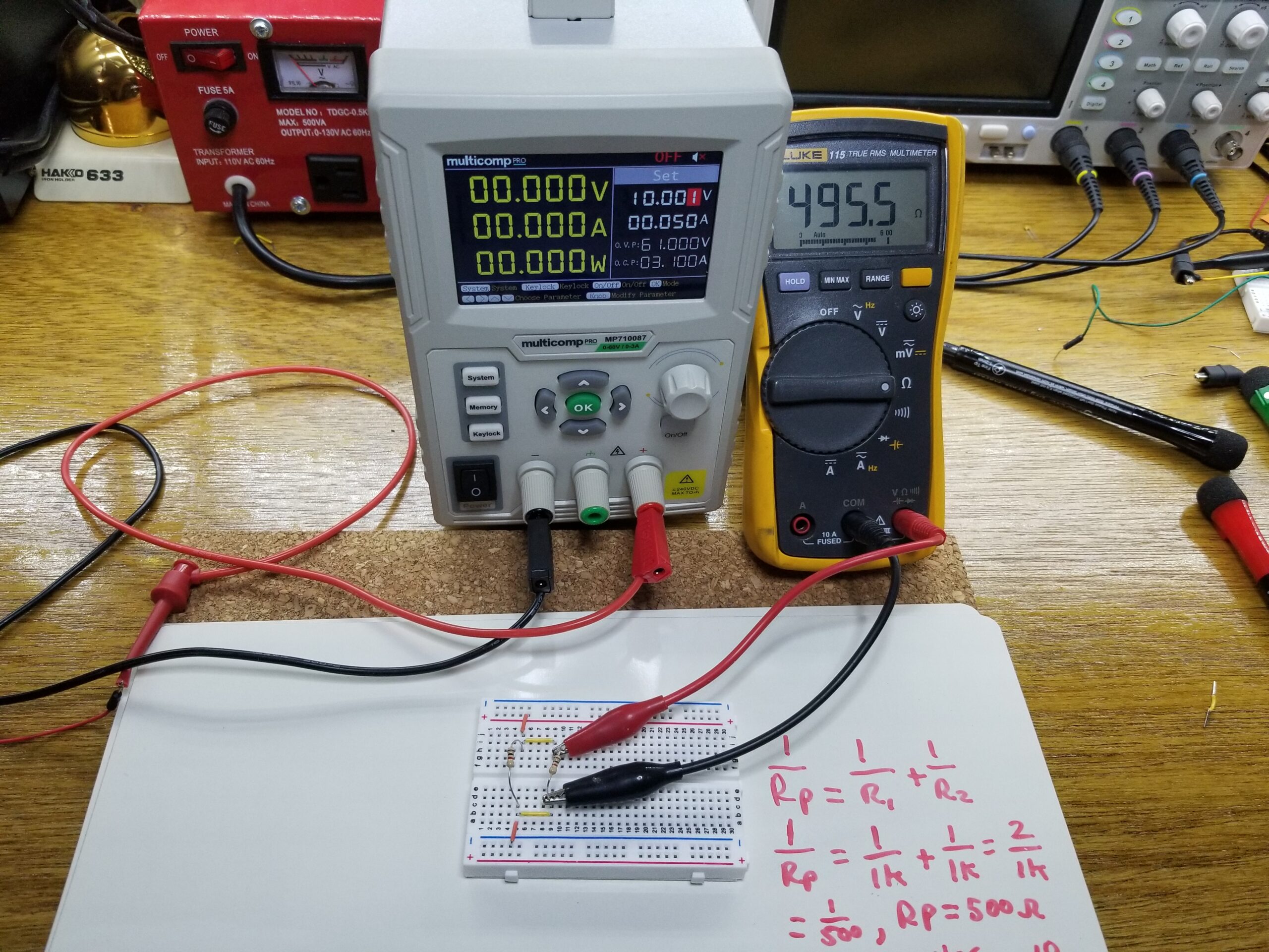 ohm's law experiment using breadboard