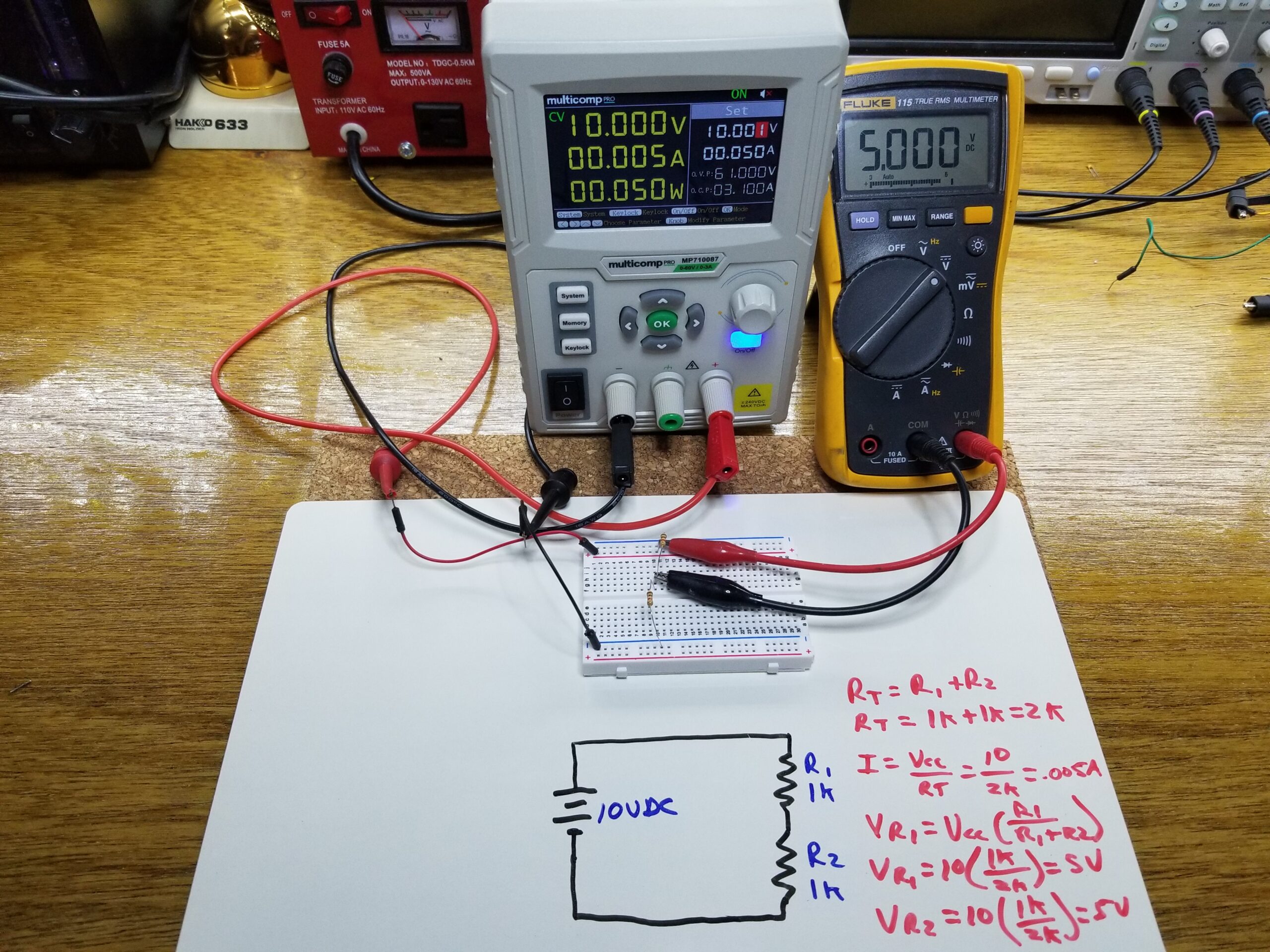 ohm's law experiment using breadboard