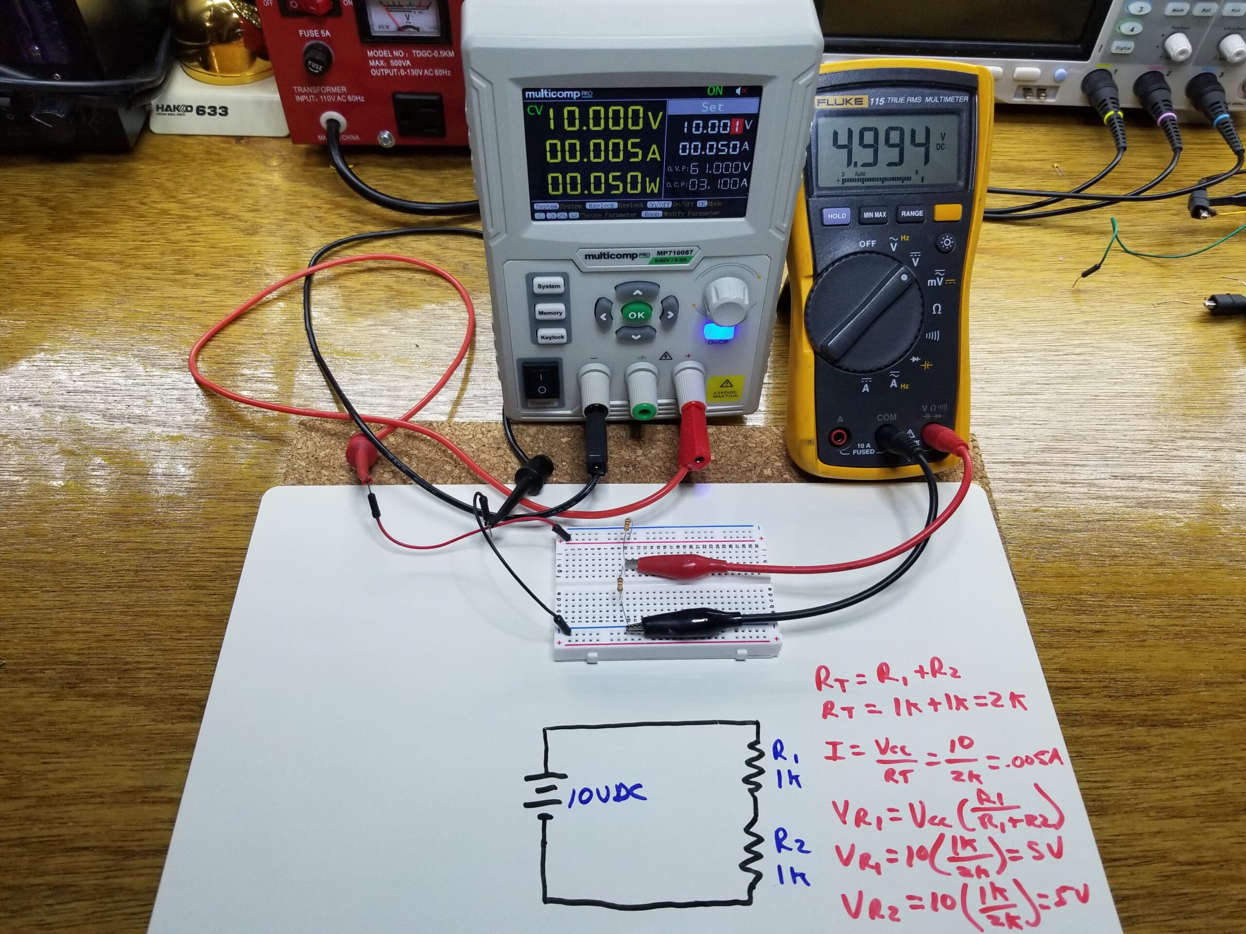 ohm's law experiment using breadboard