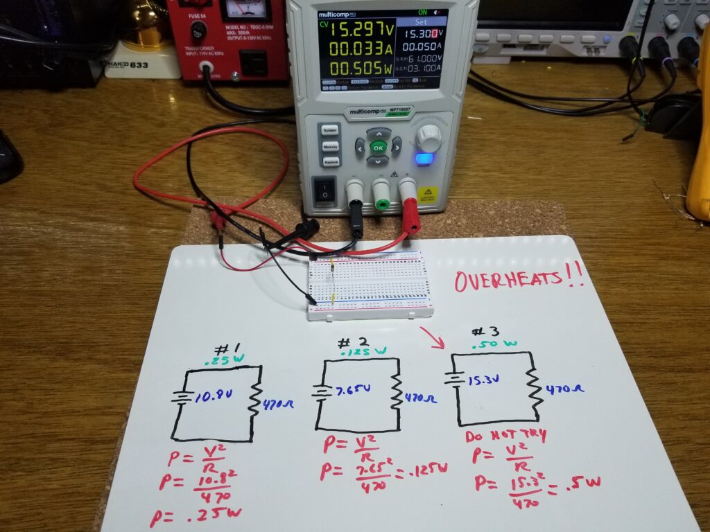 ohm's law experiment using breadboard