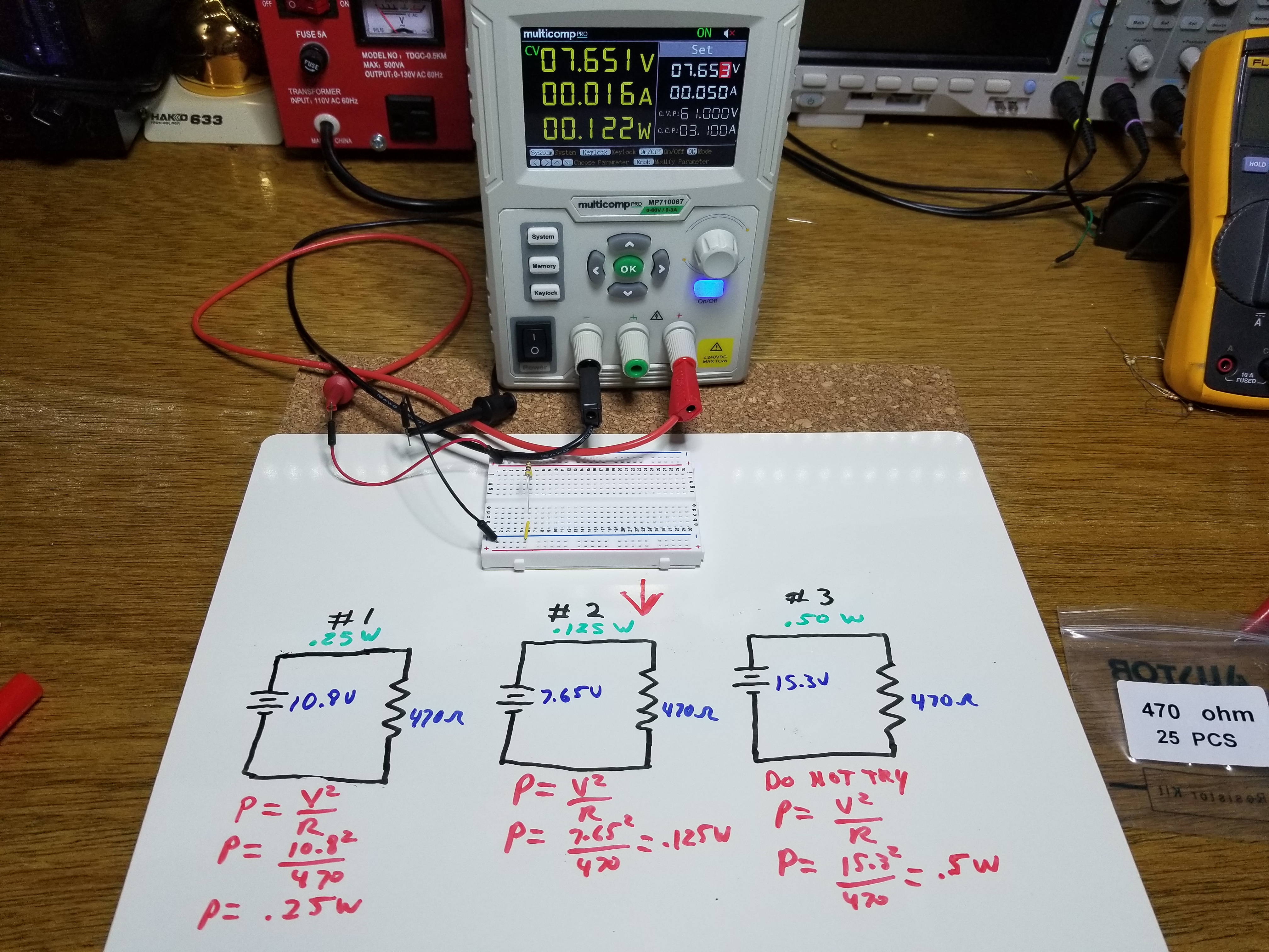 ohm's law experiment using breadboard