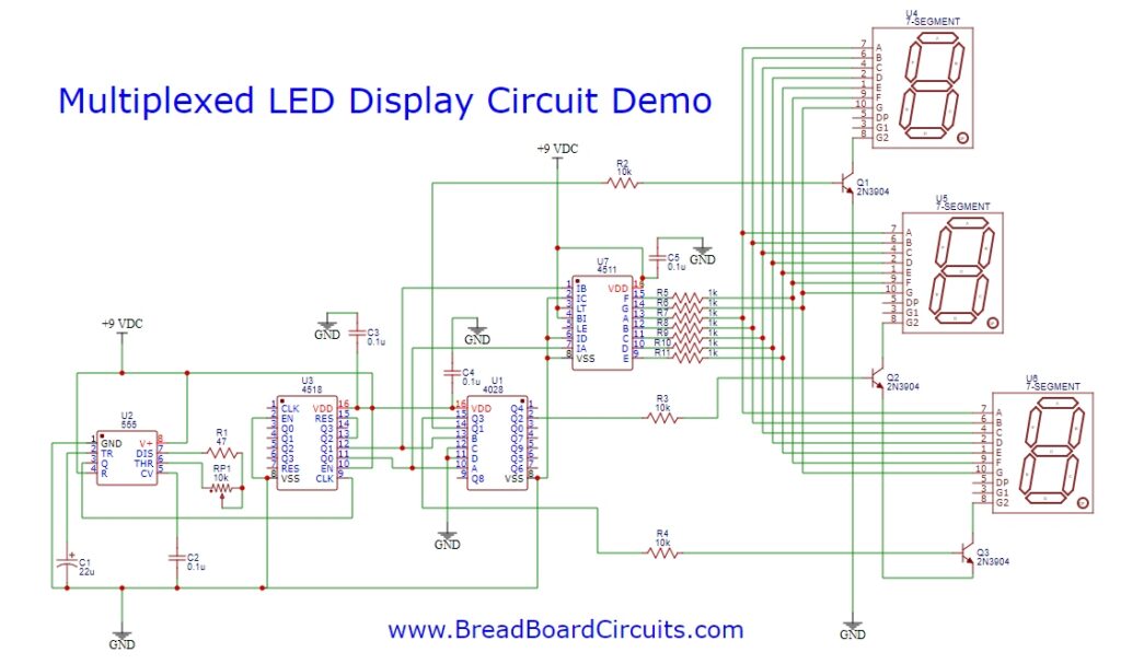 Multiplexed LED Display Schematic