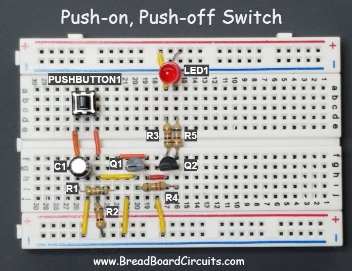 Transistor Push-on, Push-off Latching Switch