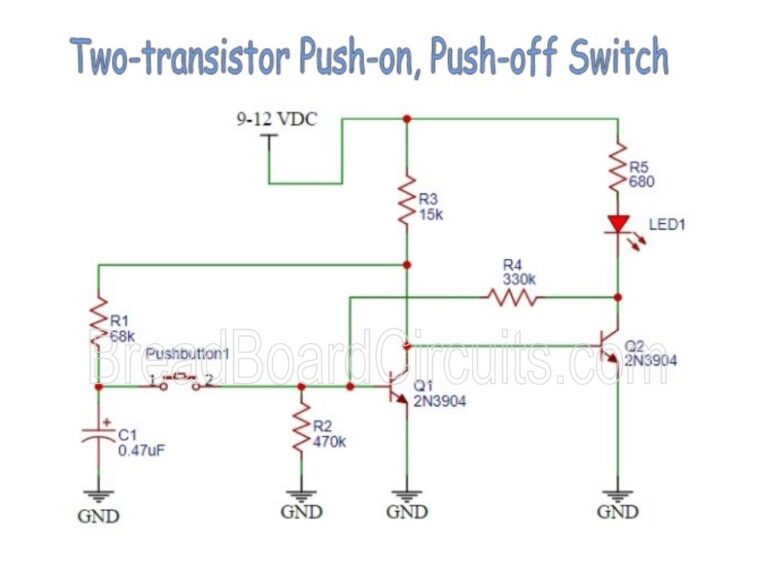 Transistor Push-on, Push-off Switch - BreadBoardCircuits.com